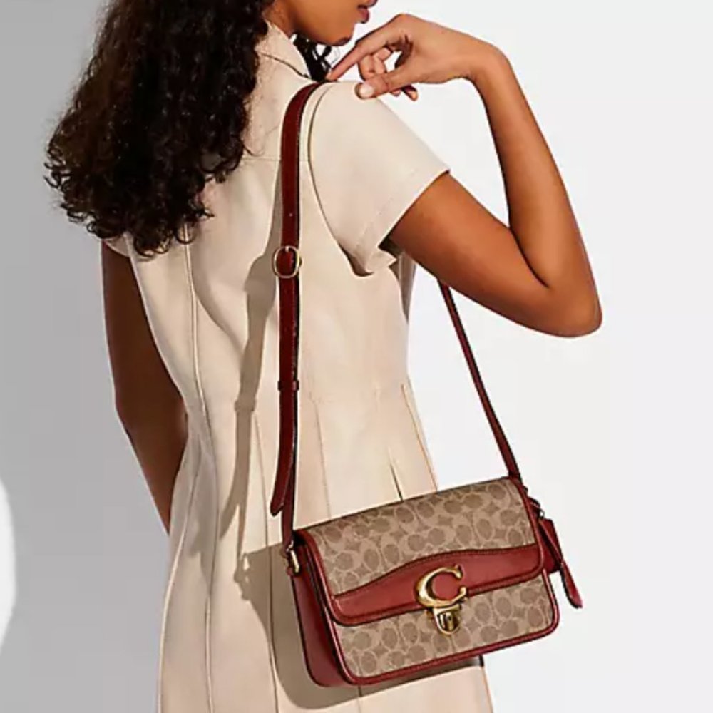 Coach Studio Signature Canvas Shoulder Bag - Picture 2 of 7